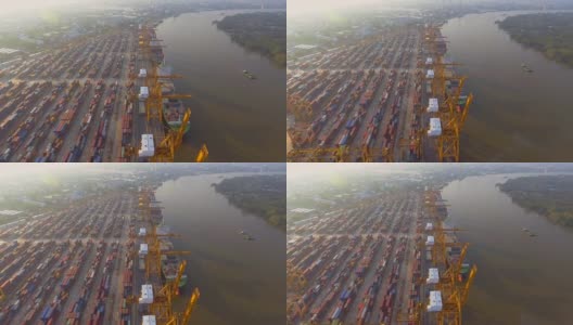 港口集装箱船鸟瞰图高清在线视频素材下载