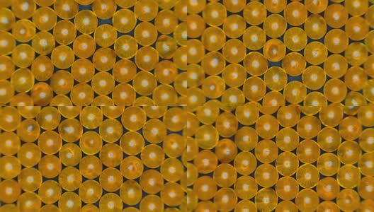 黄色透明的鱼油胶囊排成一排高清在线视频素材下载