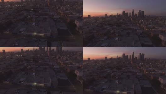 洛杉矶市中心上空的空中天线倾斜高清在线视频素材下载