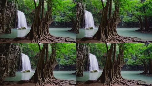 四面瀑布国家公园，位于泰国北碧府高清在线视频素材下载