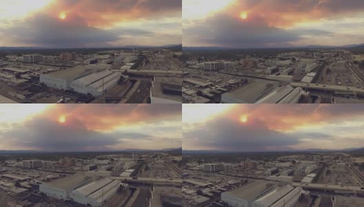 洛杉矶雾霾天空的鸟瞰图高清在线视频素材下载