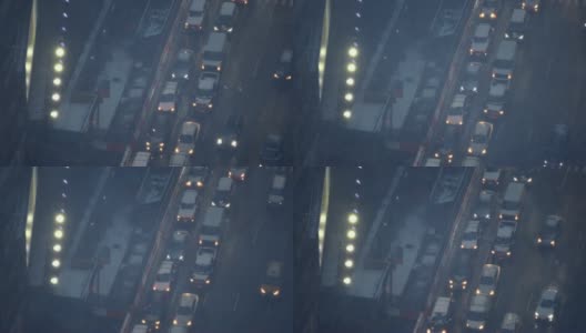 暴雪中的城市交通高清在线视频素材下载