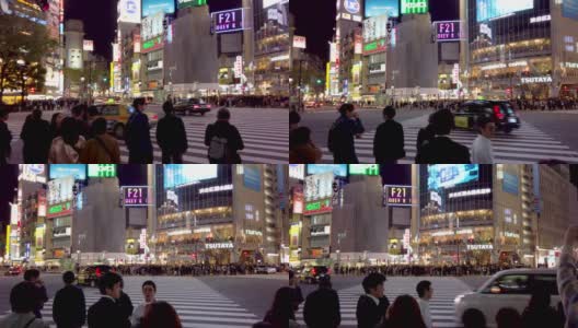 平移远射。日本东京涩谷十字路口。高清在线视频素材下载