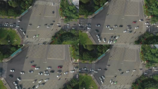 白天成都市中心交通十字路口高空俯视图4k中国高清在线视频素材下载