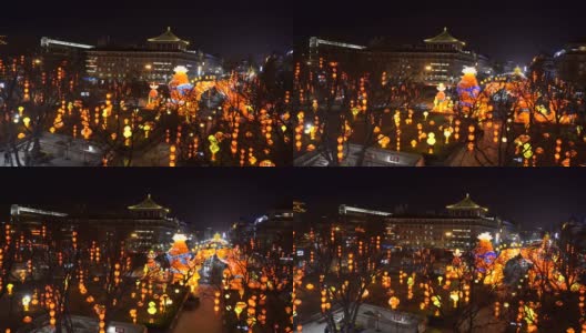 中国陕西西安庆祝中国春节的灯笼高清在线视频素材下载