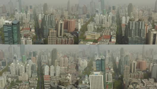 晴天雾霾南京市区交通街道航拍全景4k中国高清在线视频素材下载