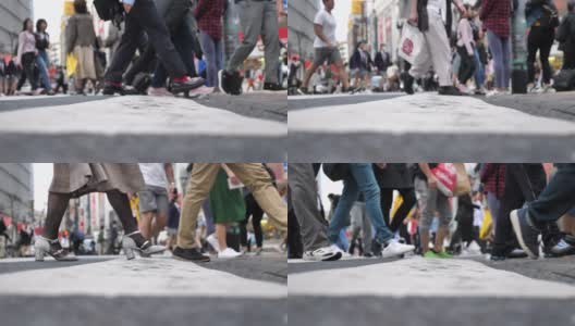 腿人在人行横道上行走的特写高清在线视频素材下载