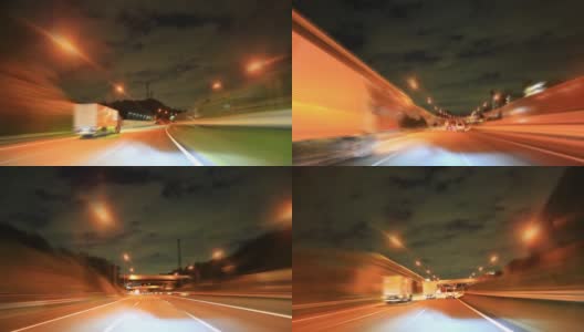 高速公路的夜间交通时光流逝高清在线视频素材下载