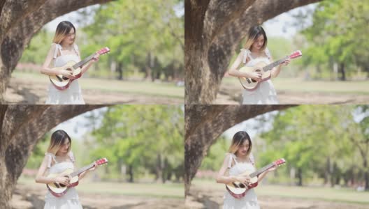 亚洲少女学习吉他高清在线视频素材下载