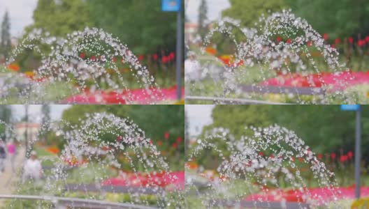 城市中的喷泉，慢镜头180fps高清在线视频素材下载