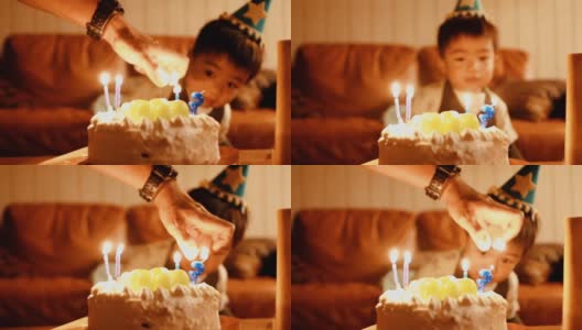 亚洲小男孩的生日派对高清在线视频素材下载