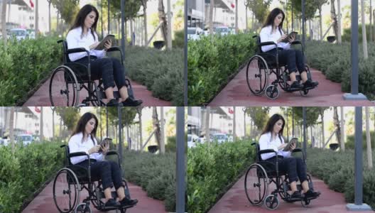 坐轮椅的女商人高清在线视频素材下载