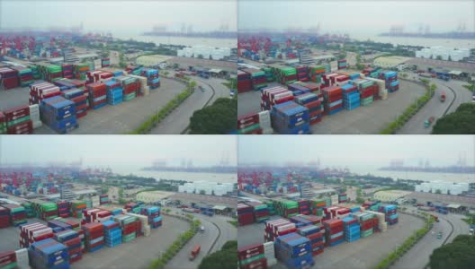 当日著名的深圳港湾交通道路航拍全景4k倾斜漂移中国高清在线视频素材下载