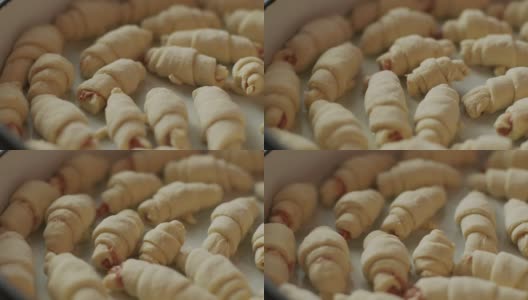 配以新鲜羊角面包的旋转砂锅菜高清在线视频素材下载