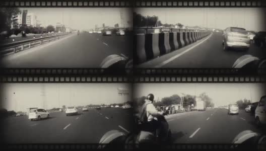 4k老电影效果:德里高速公路在早晨的延时高清在线视频素材下载