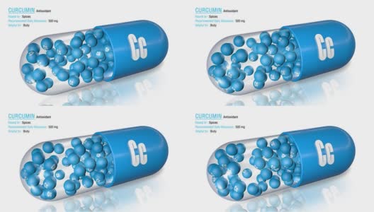 姜黄素-动画抗氧化胶囊概念高清在线视频素材下载