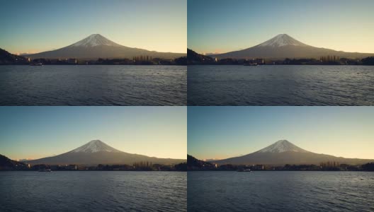 从日本川口町湖眺望富士山高清在线视频素材下载