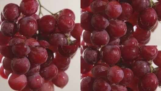 成熟的葡萄滴着水珠。孤立在白色背景上，特写高清在线视频素材下载
