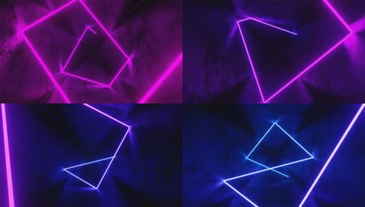 4K抽象无缝循环动画彩虹氖射线，在暗管发光高清在线视频素材下载