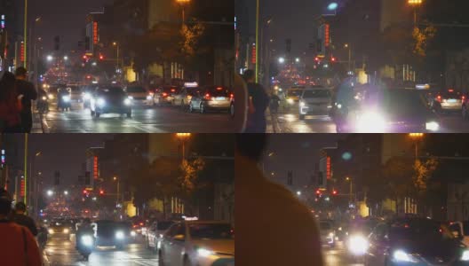 夜光时分，照亮长沙市交通街道全景4k中国高清在线视频素材下载