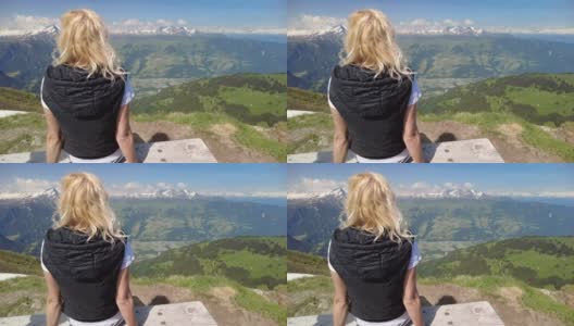 皮兹·斯卡洛塔斯山顶上的女人高清在线视频素材下载