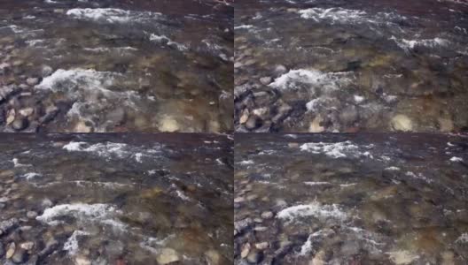 泉水清澈底的石岩，在山河坦尼克。高清在线视频素材下载