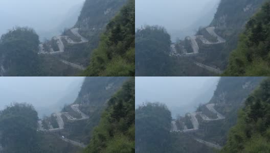 陡峭蜿蜒的山路位于中国湖南西部高清在线视频素材下载