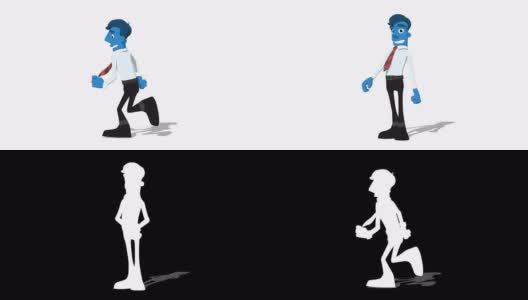 Blue Businessman 'Run screen left'可连接的角色动画高清在线视频素材下载