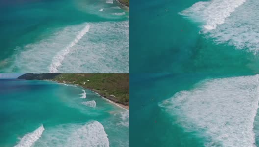 英属维尔京群岛托尔托拉冲浪者乘风破浪的航拍视频高清在线视频素材下载