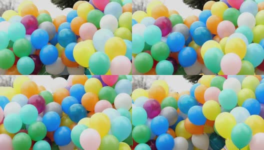 喜庆的彩色氦气球。高清在线视频素材下载