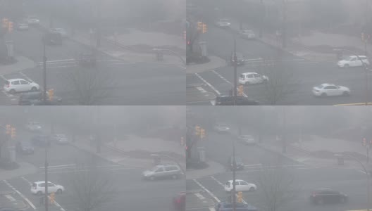 汽车穿过十字路口的上端镜头高清在线视频素材下载