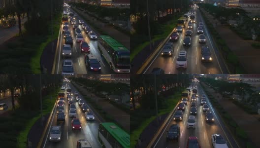 中国澳门城市夜间交通街道屋顶全景4k高清在线视频素材下载