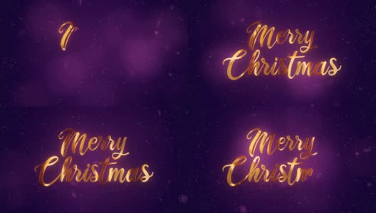Merry Christmas gold text. Hand lettering calligraphy with purple background高清在线视频素材下载