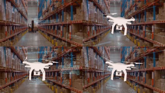无人机在仓库高清在线视频素材下载