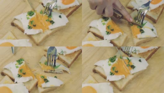 早餐煎蛋配烤面包高清在线视频素材下载
