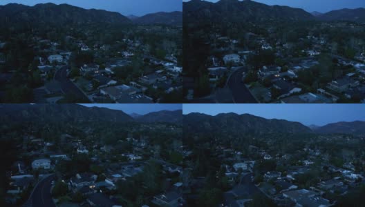 小镇拉加拿大在黄昏加利福尼亚-无人机拍摄高清在线视频素材下载