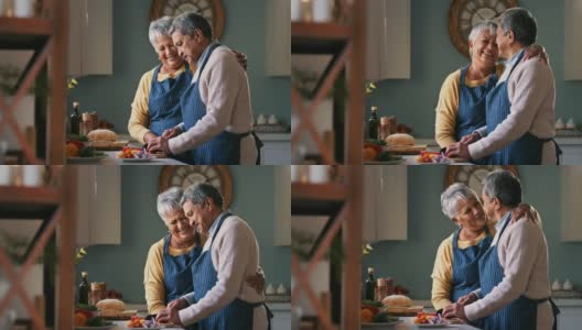 这是一对快乐的老年夫妇在家做健康饮食的4k视频高清在线视频素材下载