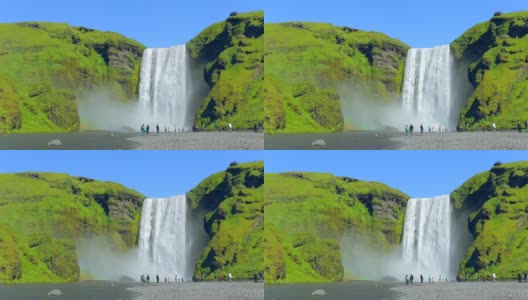 冰岛的斯科加佛斯瀑布，慢镜头高清在线视频素材下载