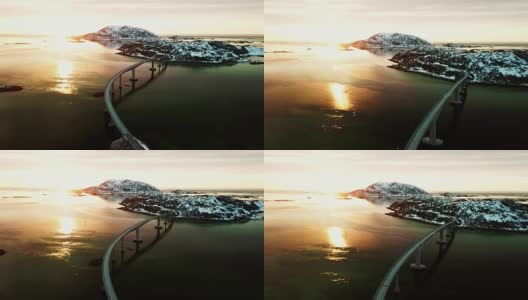 挪威sommaroy桥鸟瞰图高清在线视频素材下载