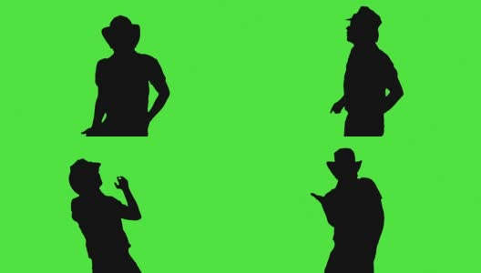 戴着帽子和太阳眼镜的欢快凉爽的牛仔在跳舞、唱歌、享受高清在线视频素材下载
