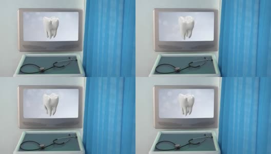 健康牙齿耀斑医疗屏幕特写高清在线视频素材下载