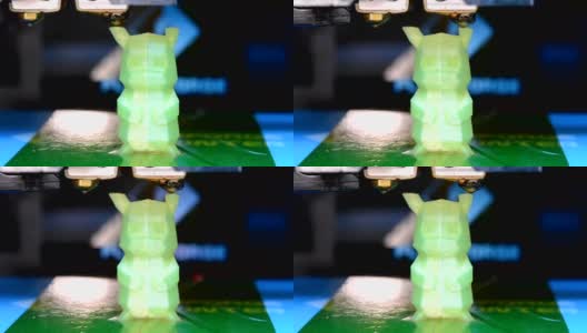 3D打印机创建三维形状的绿色高清在线视频素材下载