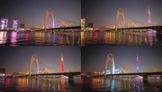 广州烈德大桥夜景高清在线视频素材下载