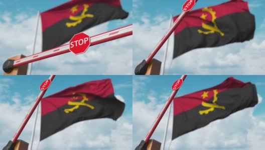 打开安哥拉国旗附近的吊杆门高清在线视频素材下载