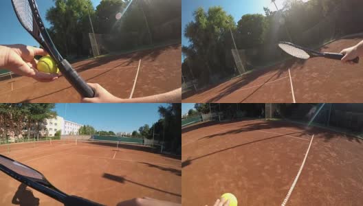 慢镜头拍摄女子发球和打网球比赛高清在线视频素材下载