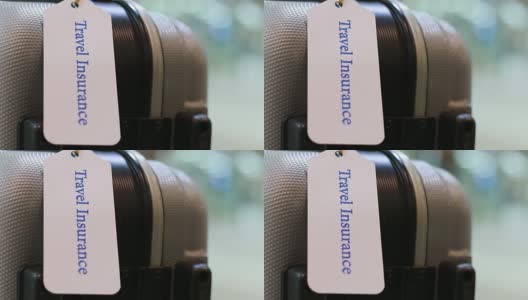 旅行箱上有旅行保险标签高清在线视频素材下载