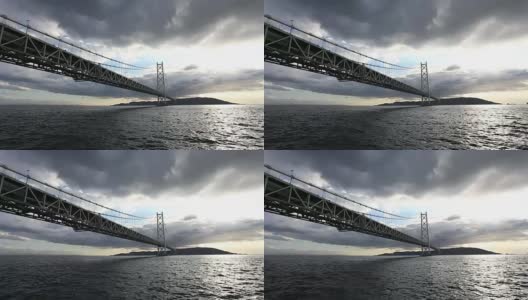 明石海峡大桥，世界上最长的悬索桥高清在线视频素材下载