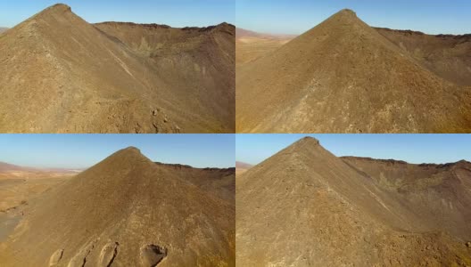 鸟瞰图的火山路径在火山口德盖里亚在富埃特文图拉。高清在线视频素材下载