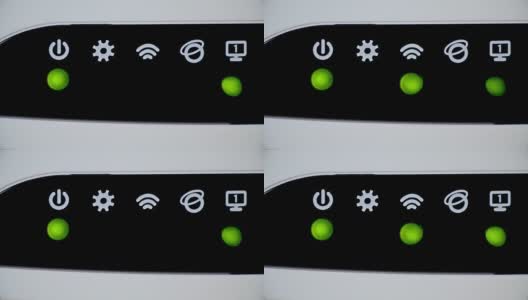 Wi-Fi网络路由器上有5个闪烁的灯高清在线视频素材下载