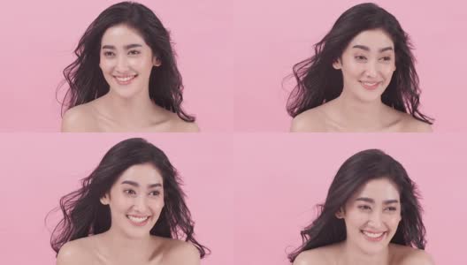 性感的亚洲女人美丽的脸和完美的皮肤高清在线视频素材下载